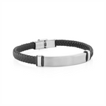 Load image into Gallery viewer, White Stainless Steel Leather Bracelet 
Length: 8.5"
Width: 5.7mm
