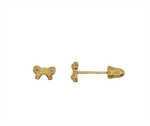 Load image into Gallery viewer, Kid's 10K Yellow Gold Bow with CZ Stud Earrings
Dimensions: 3.5mm x