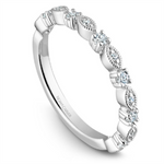 Load image into Gallery viewer, Lady's White Gold Floral Vintage Diamonds Band
Diamond Shape: Round