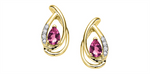 Load image into Gallery viewer, 10K Yellow Gold Pear Pink Tourmalines Diamonds Stud Earrings
Primary