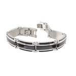 Load image into Gallery viewer, Black Stainless Steel Fancy Link Bracelet 
Length: 8" + 0.5"