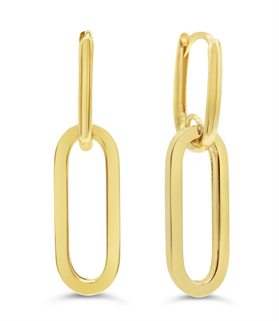 10K Yellow Gold Paperclip Polished Dangle Earrings
 
Dimensions: 30m