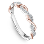 Load image into Gallery viewer, Lady's Rose & White Gold Prong Set Intertwined Diamonds Band
Diamond Shape: Round