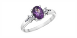 Load image into Gallery viewer, 10K White Gold Amethyst and Diamonds Ring
Primary Stone: Oval-Cut Ame