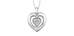 Load image into Gallery viewer, Sterling Silver Gold Diamond Heart Dancing Stone Pendant Necklace