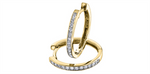 Load image into Gallery viewer, 10K Yellow Gold Diamonds Small Hoop Earrings