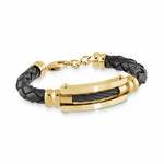 Load image into Gallery viewer, Black Leather Stainless Steel 
Length: 9"