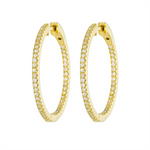 Load image into Gallery viewer, Yellow Sterling Silver Cubic Zirconium Polished Medium Hoop Earrings