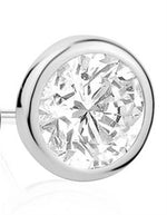 Load image into Gallery viewer, White Sterling Silver Cubic Zirconiums Bezel Polished Stud Earrings
E