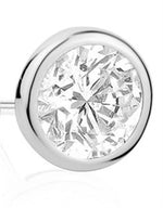 Load image into Gallery viewer, White Sterling Silver Cubic Zirconiums Bezel Polished Stud Earrings
E