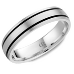 Load image into Gallery viewer, Men's White Gold Domed Band with Satin Finish and Enamel Inlay
Top Wi