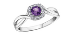 Load image into Gallery viewer, 10K White Gold Halo Amethyst and Diamonds Ring
Primary Stone: Cushion