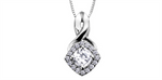 Load image into Gallery viewer, 10K White Gold Halo Polished White Zirconium Diamonds Pendant Necklace
