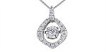 Load image into Gallery viewer, 10K White Gold Diamond Oval Polished Dancing Stone Pendant Necklace