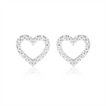Load image into Gallery viewer, White Sterling Silver Cubic Zirconium Heart Polished Stud Earrings
Ea