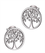 Load image into Gallery viewer, Sterling Silver White Tree of Life Stud Earrings
Full Earring Length: