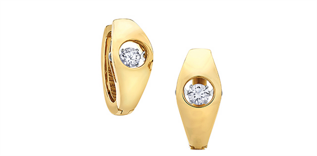 10K Yellow & White Gold Dancing Diamond Diamonds Huggie Earrings
Tota