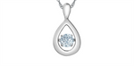 Load image into Gallery viewer, White Sterling Silver Teardrop Polished Dancing Stone Pendant Necklace