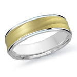 Load image into Gallery viewer, Men's 10K White & Yellow Gold Stepped Down Edges Band with Sandblast Finish