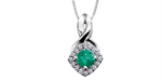 Load image into Gallery viewer, 10K White Gold Halo Polished Emerald Diamonds Pendant Necklace
PEND