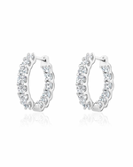Load image into Gallery viewer, White Sterling Silver Moissanites Medium Hoop Earrings
Earring Length