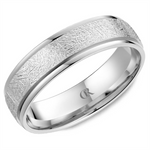 Load image into Gallery viewer, Men's White Gold Stepped Down Edges Band with Diamond Brushed Finish