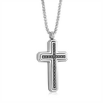 Load image into Gallery viewer, Steel Stainless Black Cubic Zirconium Cross Pendant Necklace
 
PEN
