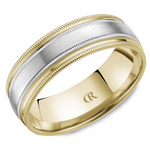 Load image into Gallery viewer, Men's White & Yellow Gold Domed with Milgrain Band with Sandpaper Fini