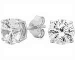 Load image into Gallery viewer, White Sterling Silver Cubic Zirconiums Round Polished Stud Earrings
E