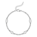 Load image into Gallery viewer, White Sterling Silver Marine Bracelet
Top Width: 3mm
Length: 6.75"