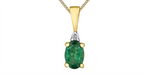 Load image into Gallery viewer, 10K Yellow Gold Oval Polished Emerald Diamond Pendant Necklace
PEND