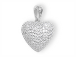 Load image into Gallery viewer, Sterling Silver White Polished Pave Heart Pendant with Cubic Zirconium