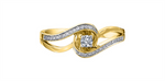 Load image into Gallery viewer, 10K Yellow & White Gold Curved Round Diamond Engagement Ring