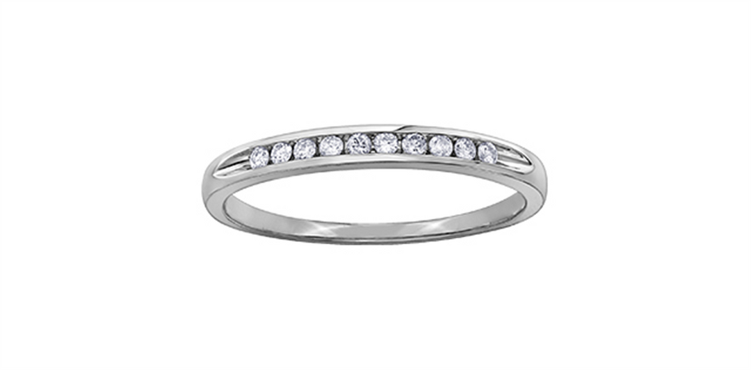 Lady's 10K White Gold Channel Set Diamonds Band
Diamond Shape: Round