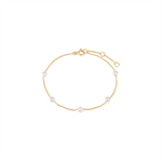 Load image into Gallery viewer, 10K Yellow Gold Pearls Rolo Bracelet
Total Stones: Pearls 4mm
Top W