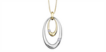 Load image into Gallery viewer, 10K Yellow & White Gold Diamonds Double Oval Polished Pendant Necklace