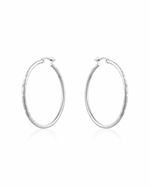 Load image into Gallery viewer, Sterling Silver White Round Hammered Large Hoop Earrings
Full Earring
