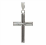Load image into Gallery viewer, Sterling Silver White Polished Cross Religious Pendant
Length: 35.5m