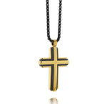 Load image into Gallery viewer, Matte' Gold Stainless Steel Cross Necklace