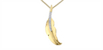 Load image into Gallery viewer, 10K Yellow Gold Diamonds Feather Polished Pendant Necklace
PENDANT
