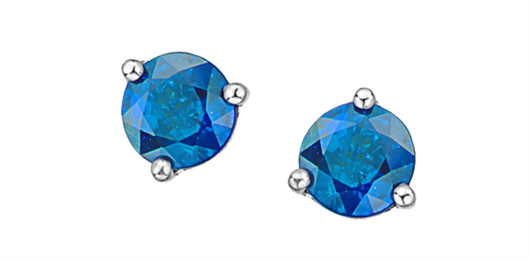 10K White Gold Blue Topaz Stud Earrings