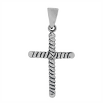 Load image into Gallery viewer, Sterling Silver Roped Cross Religious Pendant 
Length: 29mm