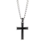 Load image into Gallery viewer, Matte' Black Stainless Steel Cross Necklace