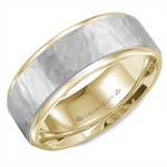 Load image into Gallery viewer, Men's Yellow & White Gold Stepped Down Edges Band with Hammered Finish