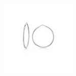 Load image into Gallery viewer, White Sterling Silver Diamond Cut Medium Hoop Earrings
Earring Length