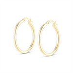 Load image into Gallery viewer, Yellow Sterling Silver Square Edge Polished Medium Hoop Earrings
Earr