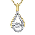 Load image into Gallery viewer, 10K Yellow & White Gold Diamond Teardrop Polished Dancing Stone Pendan