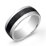 Load image into Gallery viewer, Tungsten Brushed Domed Band Band with Ceramic Inlay 
Width: 8mm