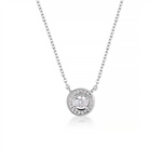 Load image into Gallery viewer, White Sterling Silver Halo Polished Pendant Necklace
PENDANT
Stone