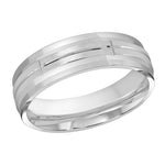 Load image into Gallery viewer, Men's 10K White Gold Stepped Down Edges Band with Satin Finish
